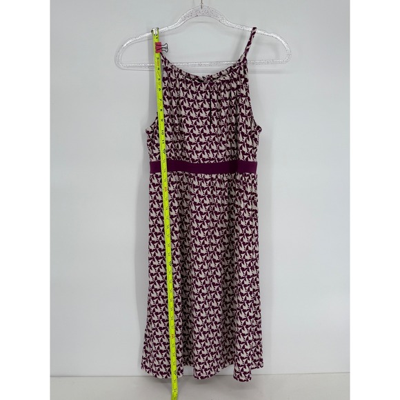 Loft Womens Knee Length Dress Purple Geometric Spaghetti Straps Sundress Sz S - Picture 2 of 8
